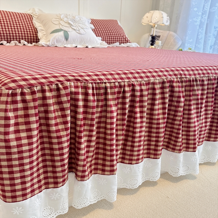 91家纺网 家纺一手货源 找家纺 （总）胜权家纺 2025春夏新品全棉法式复古色织水洗棉床裙四件套系列