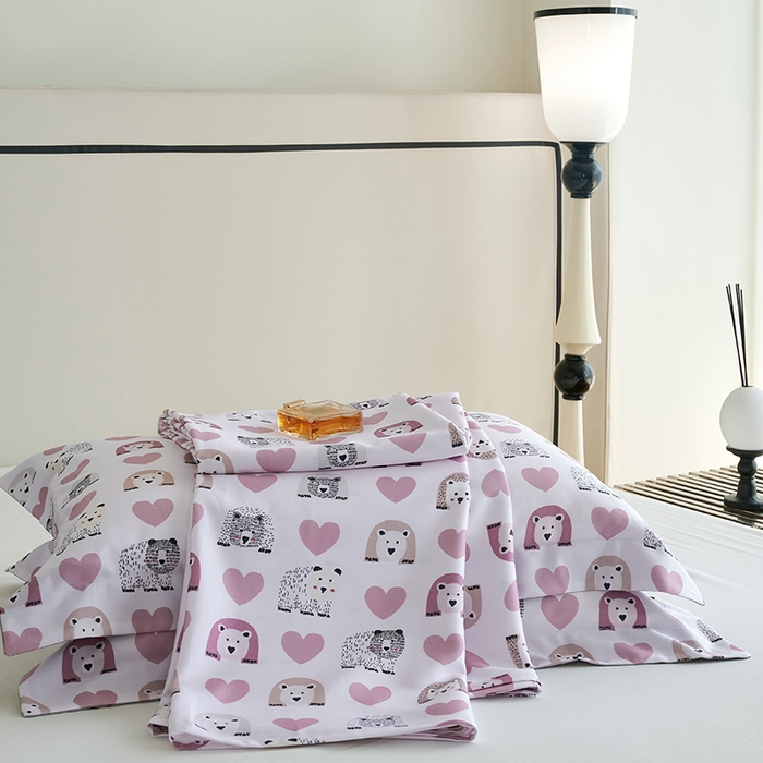 91家纺网 家纺一手货源 找家纺 时亿家居 2025新款金太阳玉精凉席三件套 熊熊乐园 粉