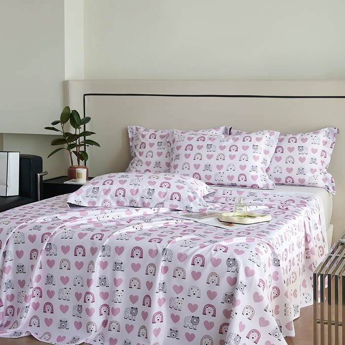 91家纺网 家纺一手货源 找家纺 时亿家居 2025新款金太阳玉精凉席三件套 熊熊乐园 粉