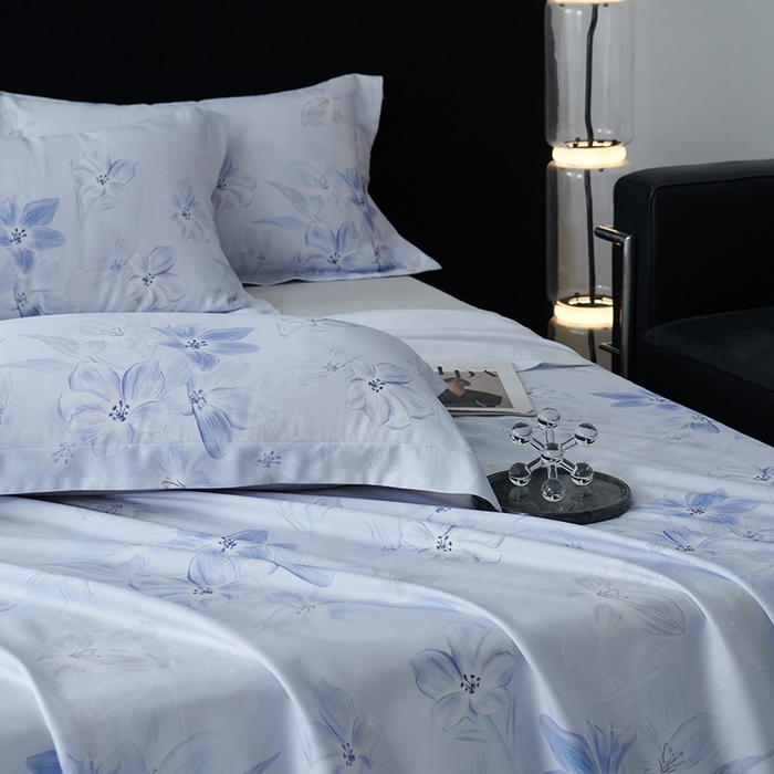 91家纺网 家纺一手货源 找家纺 时亿家居 2025新款金太阳玉精凉席三件套 蓝槿