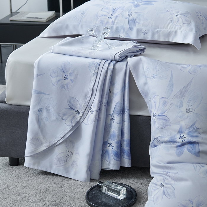 91家纺网 家纺一手货源 找家纺 时亿家居 2025新款金太阳玉精凉席三件套 蓝槿