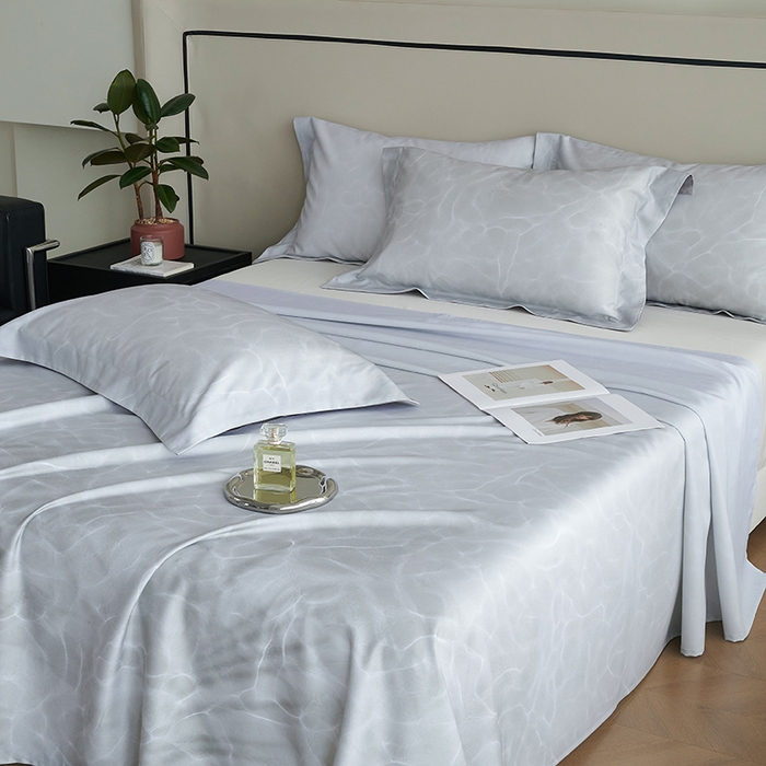 91家纺网 家纺一手货源 找家纺 时亿家居 2025新款金太阳玉精凉席三件套 波光秋水