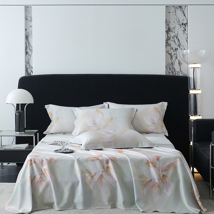 91家纺网 家纺一手货源 找家纺 时亿家居 2025新款金太阳玉精凉席三件套 叶之歌