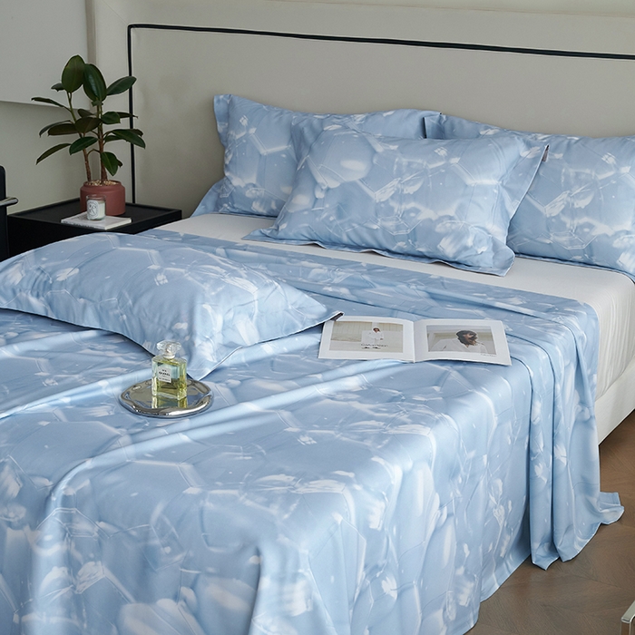 91家纺网 家纺一手货源 找家纺 时亿家居 2025新款金太阳玉精凉席三件套 泡冰