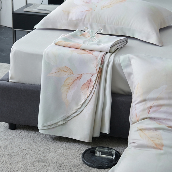 91家纺网 家纺一手货源 找家纺 时亿家居 2025新款金太阳玉精凉席三件套 叶之歌