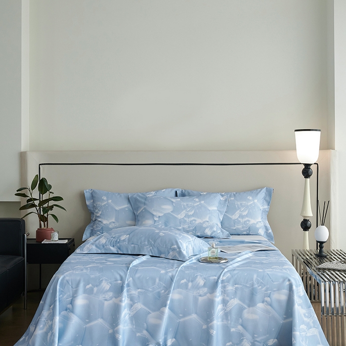 91家纺网 家纺一手货源 找家纺 时亿家居 2025新款金太阳玉精凉席三件套 泡冰