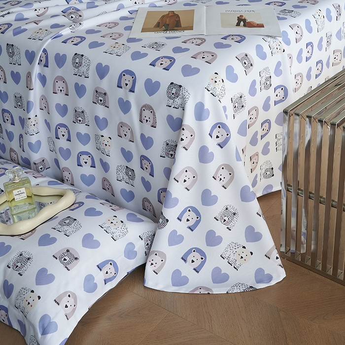 91家纺网 家纺一手货源 找家纺 时亿家居 2025新款金太阳玉精凉席三件套 熊熊乐园 蓝