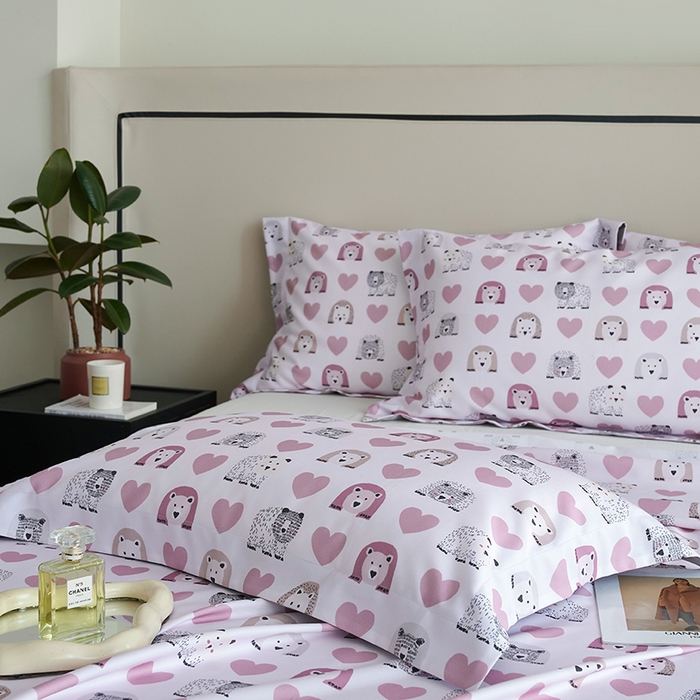 91家纺网 家纺一手货源 找家纺 时亿家居 2025新款金太阳玉精凉席三件套 熊熊乐园 粉