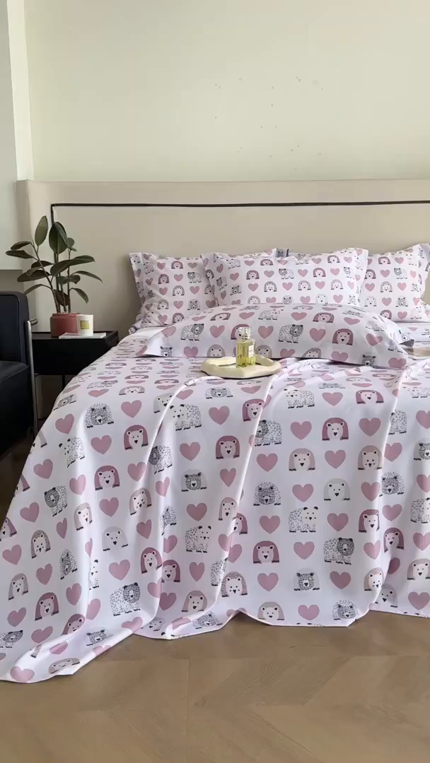 91家纺网 家纺一手货源 找家纺 时亿家居 2025新款金太阳玉精凉席三件套 熊熊乐园 粉