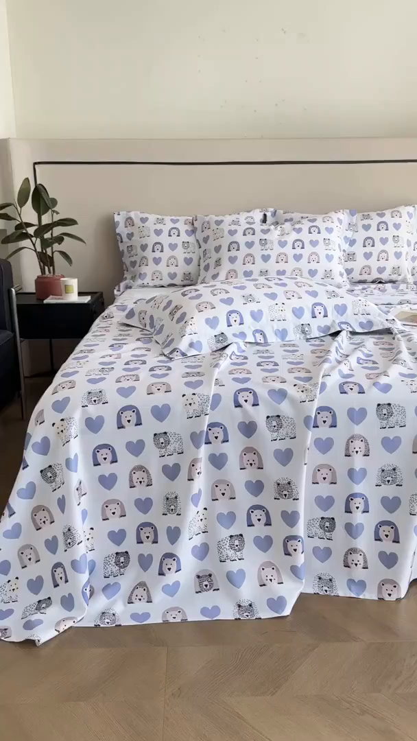 91家纺网 家纺一手货源 找家纺 时亿家居 2025新款金太阳玉精凉席三件套 熊熊乐园 蓝