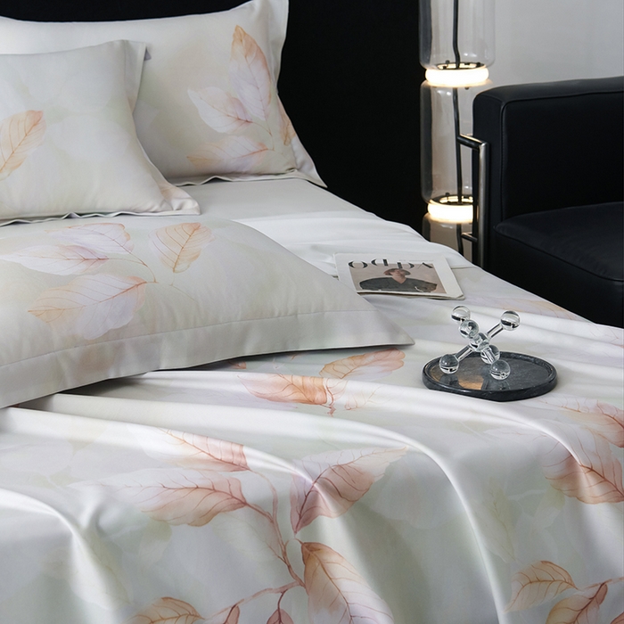 91家纺网 家纺一手货源 找家纺 时亿家居 2025新款金太阳玉精凉席三件套 叶之歌