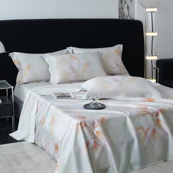 91家纺网 家纺一手货源 找家纺 时亿家居 2025新款金太阳玉精凉席三件套 叶之歌