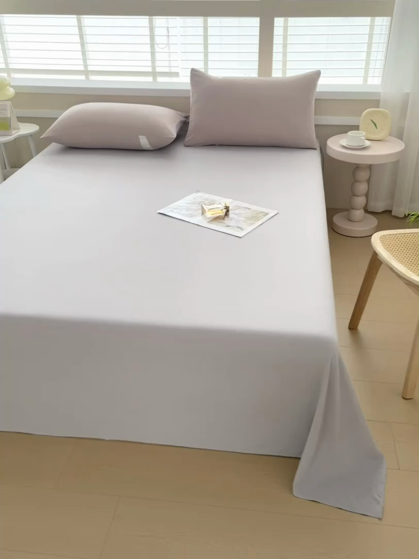 91家纺网 家纺一手货源 找家纺 牛魔王家居 2025新款糯糯棉床单枕套纯色单床单 灰