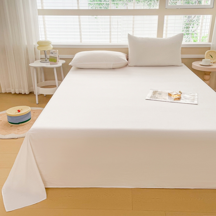 91家纺网 家纺一手货源 找家纺 牛魔王家居 2025新款糯糯棉床单枕套纯色单床单 珍珠白