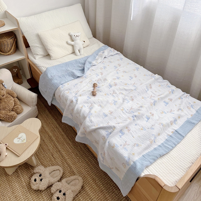 91家纺网 家纺一手货源 找家纺 BOSS 2025新款全棉纯棉皱皱纱儿童盖毯夏被  幼儿园夏被夏凉被空调被