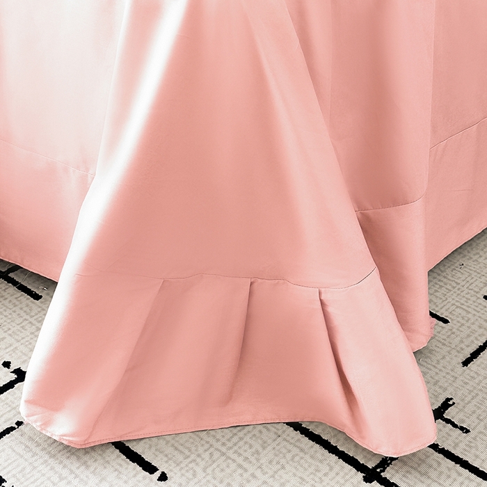 91家纺网 家纺一手货源 找家纺 梦莱斯2025新款长绒棉刺绣轻奢系列四件套 月夕粉