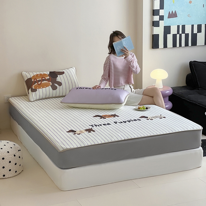 91家纺网 家纺一手货源 找家纺 （总）桃子家居 2025新款A类ins卡通数码印花1200D冰感冰丝凉席系列