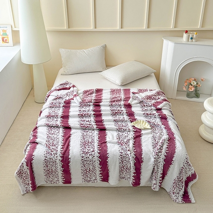 91家纺网 家纺一手货源 找家纺 （总）枋梢家纺 2025新款ins风条纹阳离子提花保暖毛毯