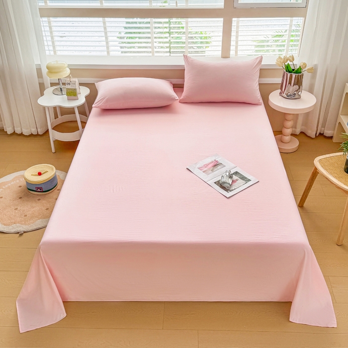 91家纺网 家纺一手货源 找家纺 牛魔王家居 2025新款糯糯棉床单枕套纯色单床单 樱花粉