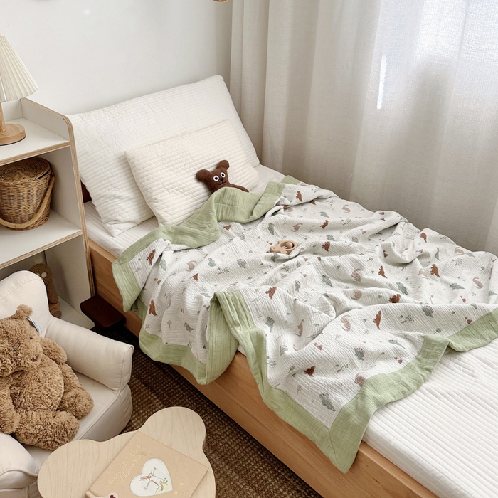 91家纺网 家纺一手货源 找家纺 BOSS 2025新款全棉纯棉皱皱纱儿童盖毯夏被  幼儿园夏被夏凉被空调被