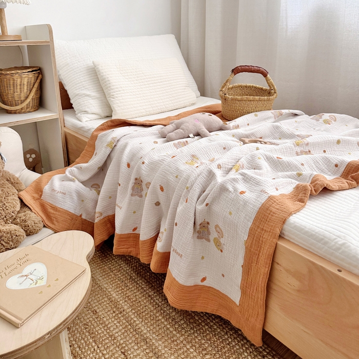 91家纺网 家纺一手货源 找家纺 BOSS 2025新款全棉纯棉皱皱纱儿童盖毯夏被  幼儿园夏被夏凉被空调被