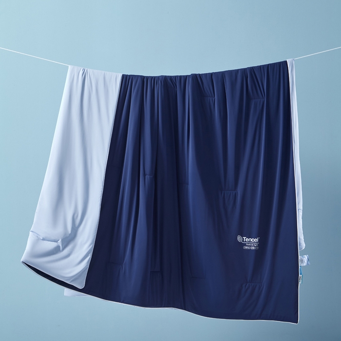 91家纺网 家纺一手货源 找家纺 玛德琳 2025新款兰精天丝凉感夏凉被空调被 雅朵蓝