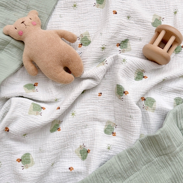 91家纺网 家纺一手货源 找家纺 BOSS 2025新款全棉纯棉皱皱纱儿童盖毯夏被  幼儿园夏被夏凉被空调被