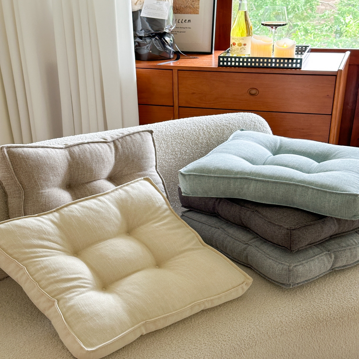 91家纺网 家纺一手货源 找家纺 （总）美茉家居 2025新款棉麻面包坐垫