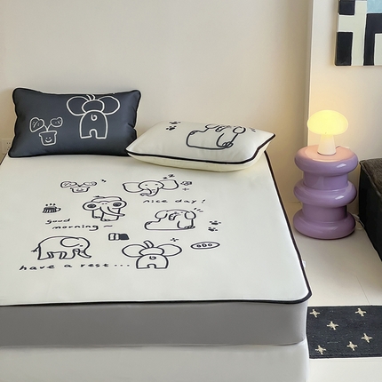 91家纺网 家纺一手货源 找家纺 （总）桃子家居 2025新款A类ins卡通数码印花1200D冰感冰丝凉席系列