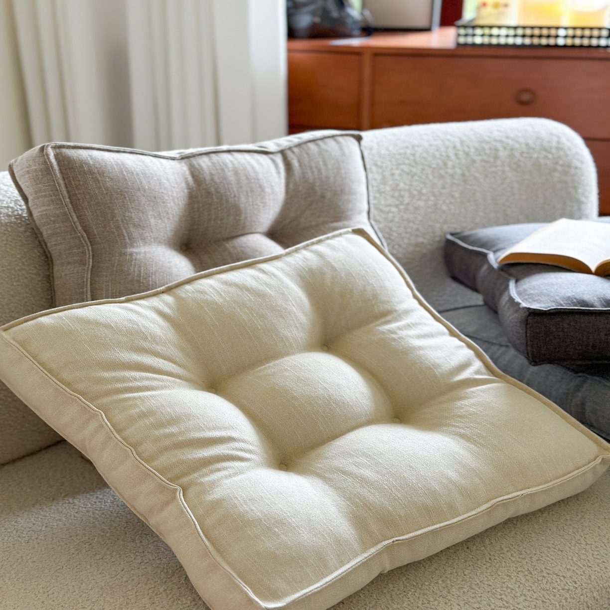 91家纺网 家纺一手货源 找家纺 （总）美茉家居 2025新款棉麻面包坐垫