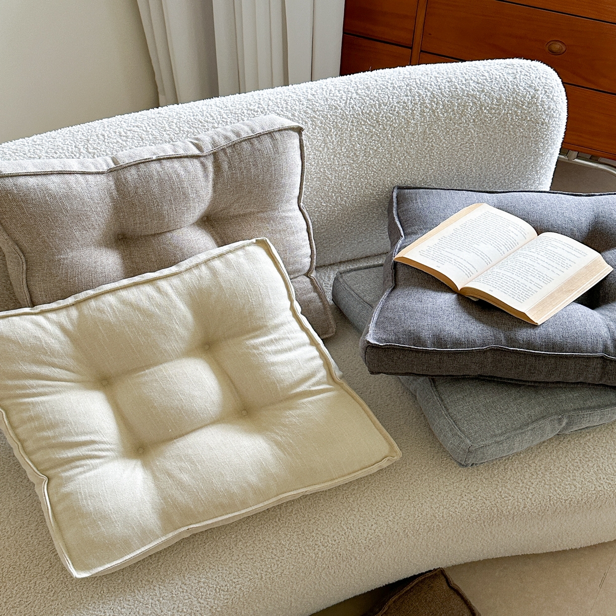 91家纺网 家纺一手货源 找家纺 （总）美茉家居 2025新款棉麻面包坐垫