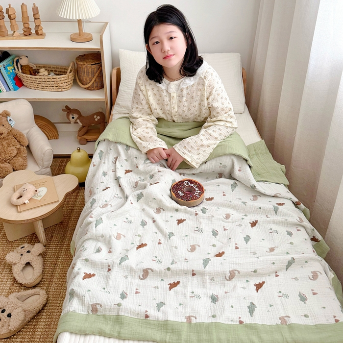 91家纺网 家纺一手货源 找家纺 BOSS 2025新款全棉纯棉皱皱纱儿童盖毯夏被  幼儿园夏被夏凉被空调被