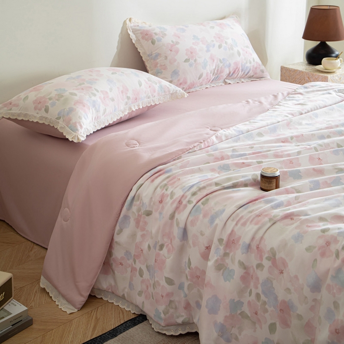 91家纺网 家纺一手货源 找家纺 （总）玛德琳 2025新款双层纱大豆夏凉被空调被夏被四件套