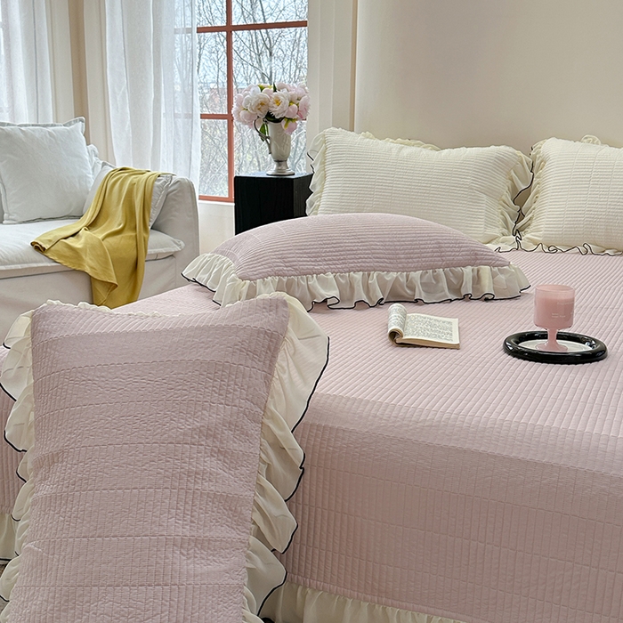 91家纺网 家纺一手货源 找家纺 琳可家居 2025新款雪精灵系列兰精天丝凉感床盖三件套 秋韵紫