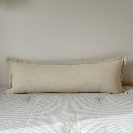 美茉家居 2025新款棉麻宽边长枕 象牙白