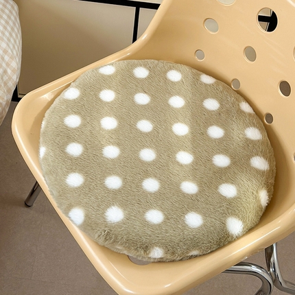 91家纺网 家纺一手货源 找家纺 美茉家居 2025新款兔毛绒波点坐垫 白波绿