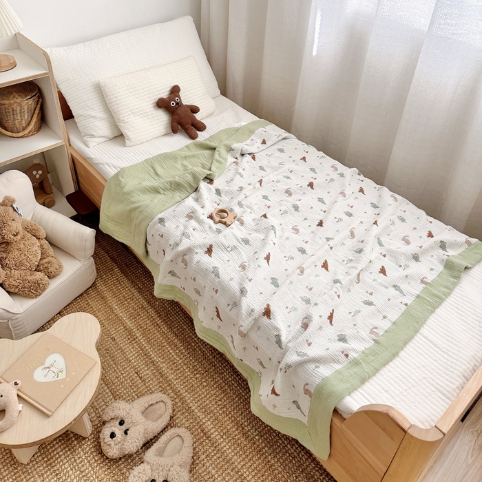 91家纺网 家纺一手货源 找家纺 BOSS 2025新款全棉纯棉皱皱纱儿童盖毯夏被  幼儿园夏被夏凉被空调被