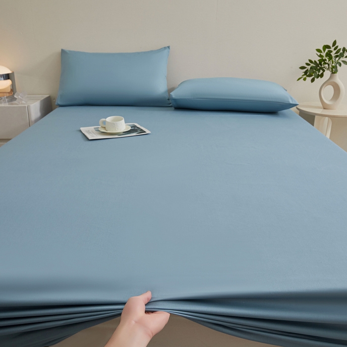 91家纺网 家纺一手货源 找家纺 优眠坊 2025新款全棉13372单床笠 波斯蓝