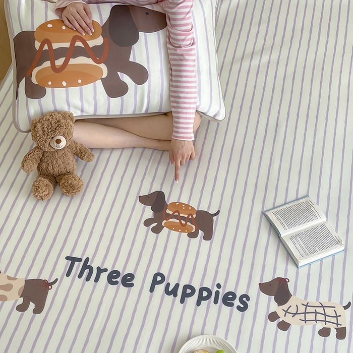 91家纺网 家纺一手货源 找家纺 （总）桃子家居 2025新款A类ins卡通数码印花1200D冰感冰丝凉席系列