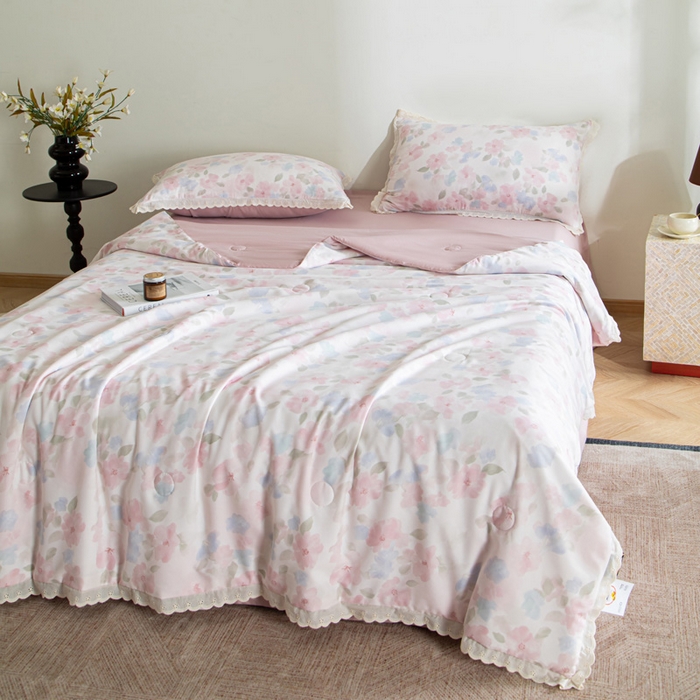 91家纺网 家纺一手货源 找家纺 （总）玛德琳 2025新款双层纱大豆夏凉被空调被夏被四件套