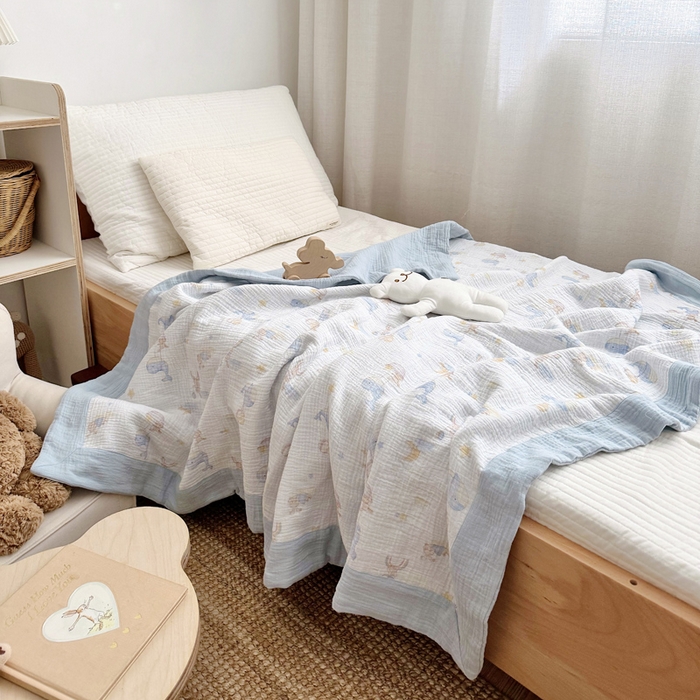 91家纺网 家纺一手货源 找家纺 BOSS 2025新款全棉纯棉皱皱纱儿童盖毯夏被  幼儿园夏被夏凉被空调被