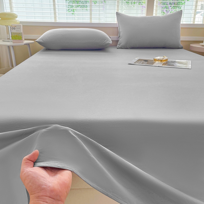 91家纺网 家纺一手货源 找家纺 牛魔王家居 2025新款糯糯棉床单枕套纯色单床单 灰