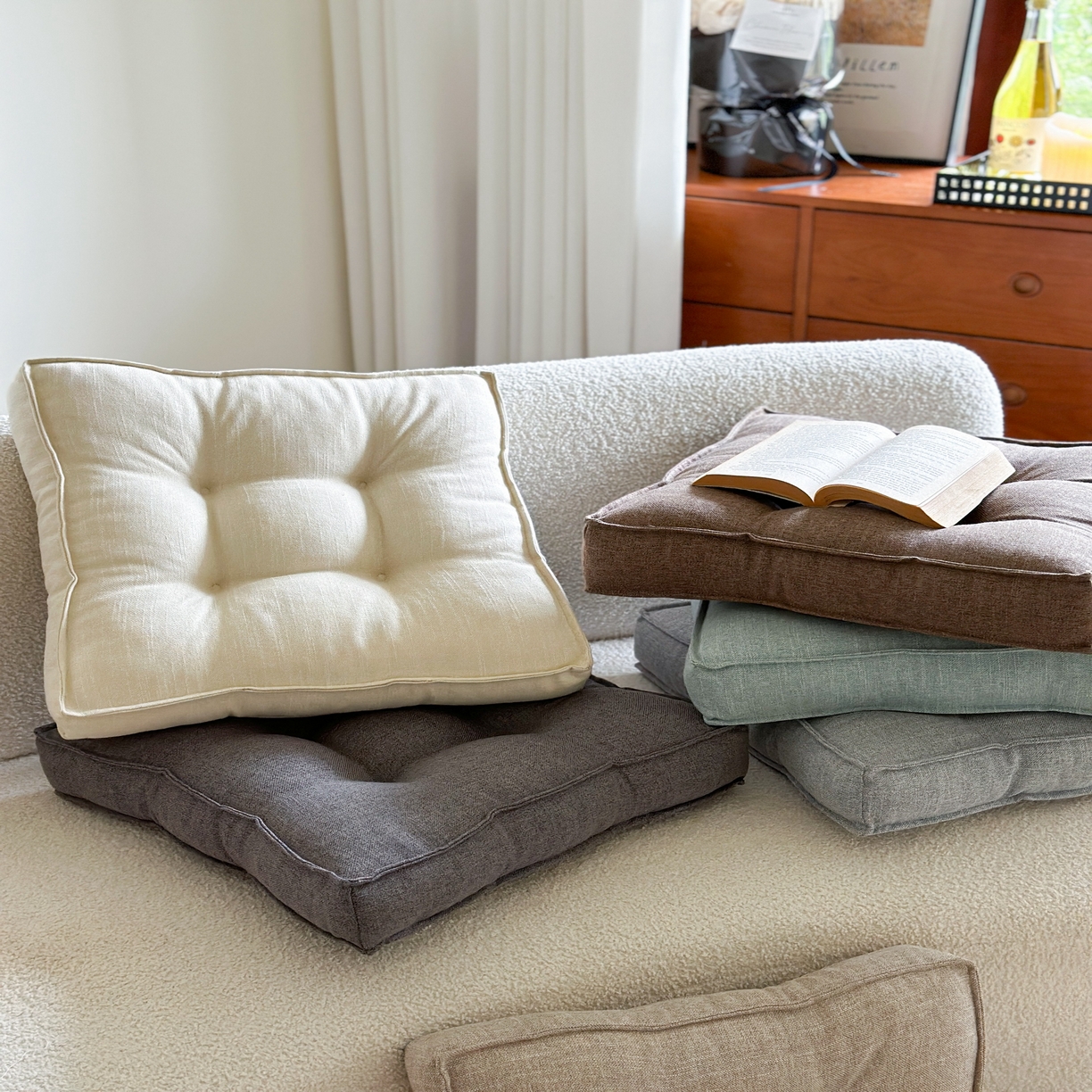 91家纺网 家纺一手货源 找家纺 （总）美茉家居 2025新款棉麻面包坐垫