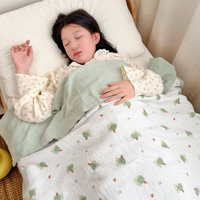 91家纺网 家纺一手货源 找家纺 BOSS 2025新款全棉纯棉皱皱纱儿童盖毯夏被  幼儿园夏被夏凉被空调被