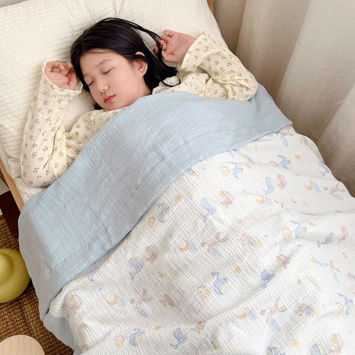 91家纺网 家纺一手货源 找家纺 BOSS 2025新款全棉纯棉皱皱纱儿童盖毯夏被  幼儿园夏被夏凉被空调被