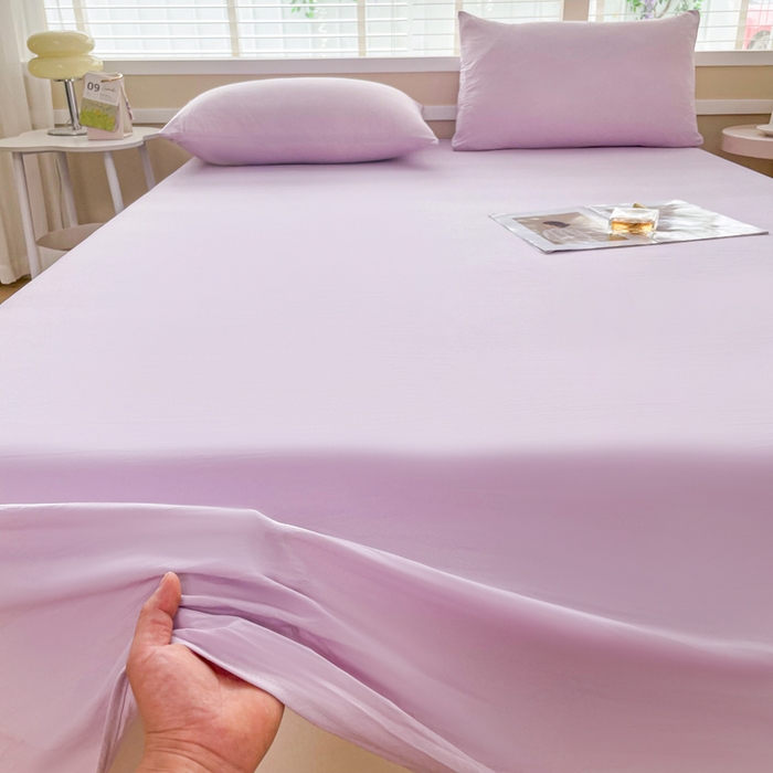 91家纺网 家纺一手货源 找家纺 牛魔王家居 2025新款糯糯棉床单枕套纯色单床单 浅紫