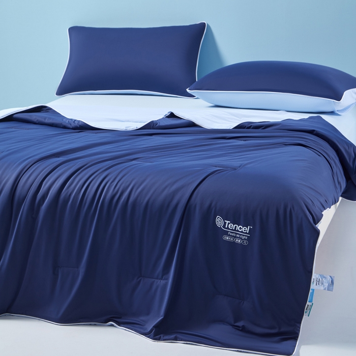 91家纺网 家纺一手货源 找家纺 玛德琳 2025新款兰精天丝凉感夏凉被空调被 雅朵蓝