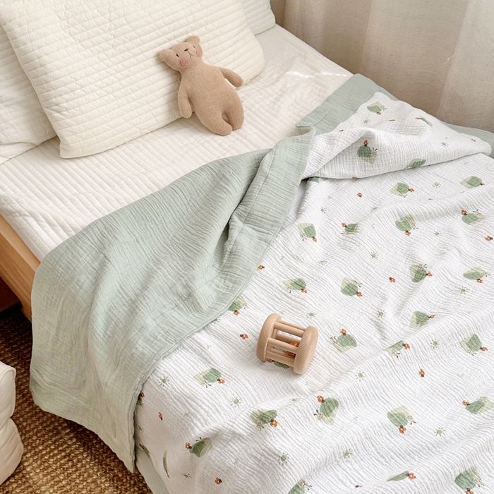 91家纺网 家纺一手货源 找家纺 BOSS 2025新款全棉纯棉皱皱纱儿童盖毯夏被  幼儿园夏被夏凉被空调被