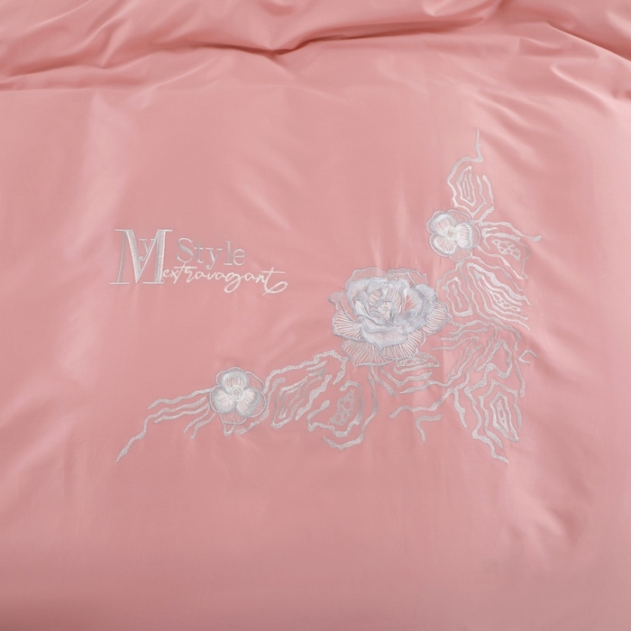 91家纺网 家纺一手货源 找家纺 优姿家纺2025新品高端加密全棉100支绣花宽边四件套 淡雅生活-粉色