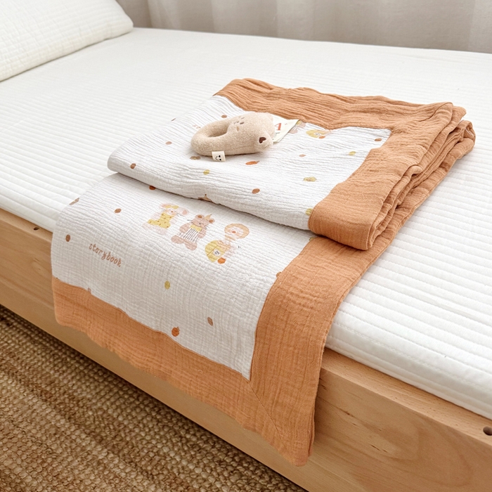 91家纺网 家纺一手货源 找家纺 BOSS 2025新款全棉纯棉皱皱纱儿童盖毯夏被  幼儿园夏被夏凉被空调被